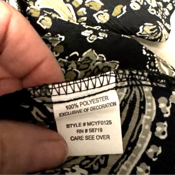 Vintage Black Paisley Print Button-Up Shirt By Notations M - Picture 4 of 7